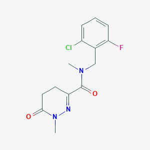 molecular formula C14H15ClFN3O2 B6621489 N-[(2-chloro-6-fluorophenyl)methyl]-N,1-dimethyl-6-oxo-4,5-dihydropyridazine-3-carboxamide 