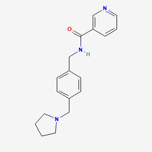 molecular formula C18H21N3O B6621535 N-[[4-(pyrrolidin-1-ylmethyl)phenyl]methyl]pyridine-3-carboxamide 