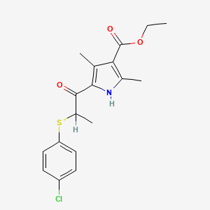 molecular formula C18H20ClNO3S B6621993 ethyl 5-[2-(4-chlorophenyl)sulfanylpropanoyl]-2,4-dimethyl-1H-pyrrole-3-carboxylate 