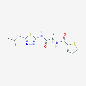 molecular formula C14H18N4O2S2 B6622046 N-[1-[[5-(2-methylpropyl)-1,3,4-thiadiazol-2-yl]amino]-1-oxopropan-2-yl]thiophene-2-carboxamide 