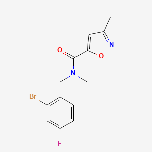molecular formula C13H12BrFN2O2 B6622437 N-[(2-bromo-4-fluorophenyl)methyl]-N,3-dimethyl-1,2-oxazole-5-carboxamide 