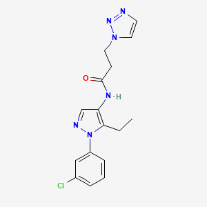 molecular formula C16H17ClN6O B6622445 N-[1-(3-chlorophenyl)-5-ethylpyrazol-4-yl]-3-(triazol-1-yl)propanamide 