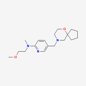 molecular formula C18H29N3O2 B6622458 N-(2-methoxyethyl)-N-methyl-5-(6-oxa-9-azaspiro[4.5]decan-9-ylmethyl)pyridin-2-amine 