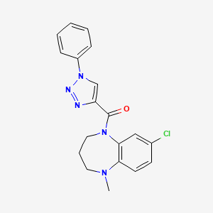 molecular formula C19H18ClN5O B6622537 (7-chloro-1-methyl-3,4-dihydro-2H-1,5-benzodiazepin-5-yl)-(1-phenyltriazol-4-yl)methanone 