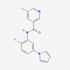 molecular formula C17H14FN3O B6622631 N-(2-fluoro-5-pyrrol-1-ylphenyl)-5-methylpyridine-3-carboxamide 