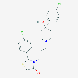 molecular formula C23H26Cl2N2O2S B066231 2-(4-Chlorophenyl)-3-(3-(4-(4-chlorophenyl)-4-hydroxy-1-piperidinyl)propyl)-4-thiazolidinone CAS No. 182188-91-6