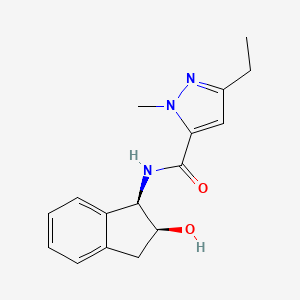 molecular formula C16H19N3O2 B6627954 5-ethyl-N-[(1R,2S)-2-hydroxy-2,3-dihydro-1H-inden-1-yl]-2-methylpyrazole-3-carboxamide 