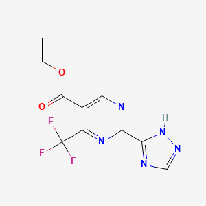 molecular formula C10H8F3N5O2 B6628203 ethyl 2-(1H-1,2,4-triazol-5-yl)-4-(trifluoromethyl)pyrimidine-5-carboxylate 