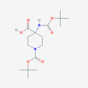 molecular formula C16H28N2O6 B066283 1-(tert-Butoxycarbonyl)-4-((tert-butoxycarbonyl)amino)piperidine-4-carboxylic acid CAS No. 189321-65-1