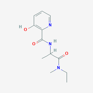 molecular formula C12H17N3O3 B6628317 N-[1-[ethyl(methyl)amino]-1-oxopropan-2-yl]-3-hydroxypyridine-2-carboxamide 