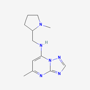 molecular formula C12H18N6 B6628871 5-methyl-N-[(1-methylpyrrolidin-2-yl)methyl]-[1,2,4]triazolo[1,5-a]pyrimidin-7-amine 