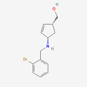 molecular formula C13H16BrNO B6629377 [(1R,4S)-4-[(2-bromophenyl)methylamino]cyclopent-2-en-1-yl]methanol 
