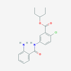 molecular formula C19H21ClN2O3 B066305 Benzoic acid, 5-((2-aminobenzoyl)amino)-2-chloro-, 1-ethylpropyl ester CAS No. 178870-07-0