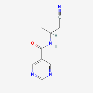 molecular formula C9H10N4O B6631860 N-(1-cyanopropan-2-yl)pyrimidine-5-carboxamide 