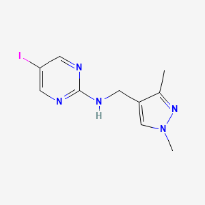molecular formula C10H12IN5 B6632264 N-[(1,3-dimethylpyrazol-4-yl)methyl]-5-iodopyrimidin-2-amine 