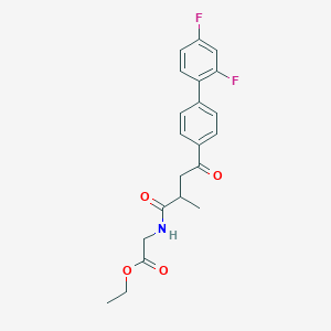 molecular formula C21H21F2NO4 B066327 Glycine, N-(4-(2',4'-difluoro(1,1'-biphenyl)-4-yl)-2-methyl-1,4-dioxobutyl)-, ethyl ester, (+-)- CAS No. 161692-82-6