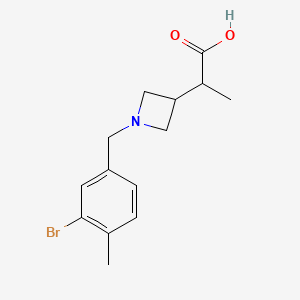 molecular formula C14H18BrNO2 B6632921 2-[1-[(3-Bromo-4-methylphenyl)methyl]azetidin-3-yl]propanoic acid 