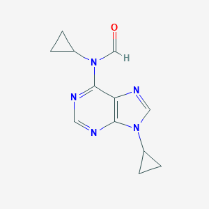 molecular formula C12H13N5O B066338 Formamide, N-cyclopropyl-N-(9-cyclopropyl-9H-purin-6-yl)- CAS No. 195252-43-8