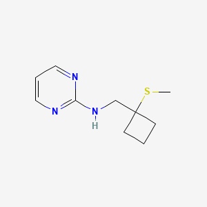 molecular formula C10H15N3S B6634762 N-[(1-methylsulfanylcyclobutyl)methyl]pyrimidin-2-amine 