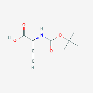 molecular formula C9H13NO4 B066354 (2R)-2-[(2-methylpropan-2-yl)oxycarbonylamino]but-3-ynoic Acid CAS No. 162107-50-8