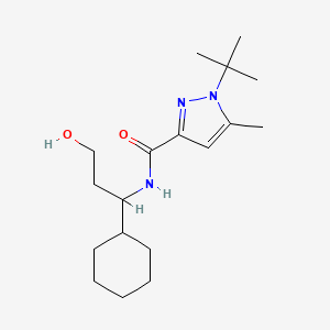 molecular formula C18H31N3O2 B6636913 1-tert-butyl-N-(1-cyclohexyl-3-hydroxypropyl)-5-methylpyrazole-3-carboxamide 