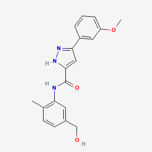 molecular formula C19H19N3O3 B6637187 N-[5-(hydroxymethyl)-2-methylphenyl]-3-(3-methoxyphenyl)-1H-pyrazole-5-carboxamide 