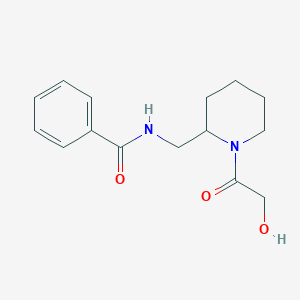 molecular formula C15H20N2O3 B6637377 N-[[1-(2-hydroxyacetyl)piperidin-2-yl]methyl]benzamide 