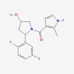 molecular formula C16H16F2N2O2 B6637556 [2-(2,5-difluorophenyl)-4-hydroxypyrrolidin-1-yl]-(2-methyl-1H-pyrrol-3-yl)methanone 