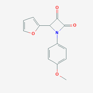 molecular formula C14H11NO4 B066378 4-(2-Furanyl)-1-(4-methoxyphenyl)-2,3-azetidinedione CAS No. 160947-56-8