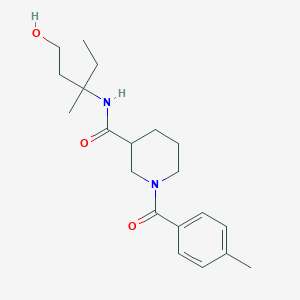 molecular formula C20H30N2O3 B6637971 N-(1-hydroxy-3-methylpentan-3-yl)-1-(4-methylbenzoyl)piperidine-3-carboxamide 