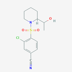 molecular formula C14H17ClN2O3S B6638070 3-Chloro-4-[2-(1-hydroxyethyl)piperidin-1-yl]sulfonylbenzonitrile 