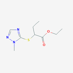 molecular formula C9H15N3O2S B6638329 Ethyl 2-[(2-methyl-1,2,4-triazol-3-yl)sulfanyl]butanoate 