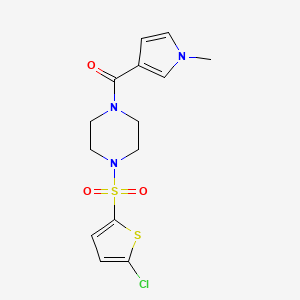 molecular formula C14H16ClN3O3S2 B6639133 [4-(5-Chlorothiophen-2-yl)sulfonylpiperazin-1-yl]-(1-methylpyrrol-3-yl)methanone 