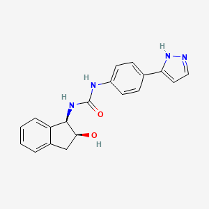 molecular formula C19H18N4O2 B6639964 1-[(1R,2S)-2-hydroxy-2,3-dihydro-1H-inden-1-yl]-3-[4-(1H-pyrazol-5-yl)phenyl]urea 
