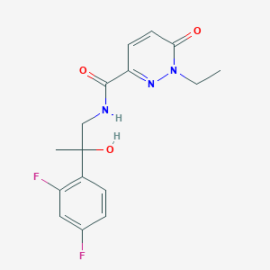 molecular formula C16H17F2N3O3 B6640048 N-[2-(2,4-difluorophenyl)-2-hydroxypropyl]-1-ethyl-6-oxopyridazine-3-carboxamide 