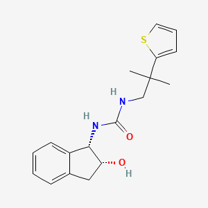 molecular formula C18H22N2O2S B6640065 1-[(1S,2R)-2-hydroxy-2,3-dihydro-1H-inden-1-yl]-3-(2-methyl-2-thiophen-2-ylpropyl)urea 