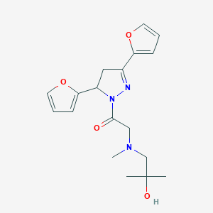 1-[3,5-Bis(furan-2-yl)-3,4-dihydropyrazol-2-yl]-2-[(2-hydroxy-2-methylpropyl)-methylamino]ethanone