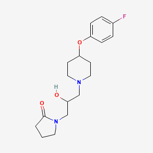 molecular formula C18H25FN2O3 B6640093 1-[3-[4-(4-Fluorophenoxy)piperidin-1-yl]-2-hydroxypropyl]pyrrolidin-2-one 