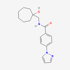 molecular formula C18H23N3O2 B6640156 N-[(1-hydroxycycloheptyl)methyl]-4-pyrazol-1-ylbenzamide 