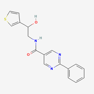 molecular formula C17H15N3O2S B6640232 N-(2-hydroxy-2-thiophen-3-ylethyl)-2-phenylpyrimidine-5-carboxamide 