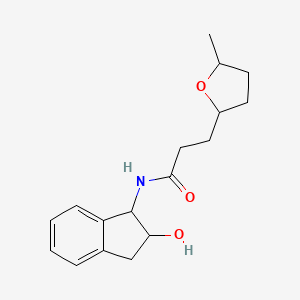 molecular formula C17H23NO3 B6640677 N-(2-hydroxy-2,3-dihydro-1H-inden-1-yl)-3-(5-methyloxolan-2-yl)propanamide 