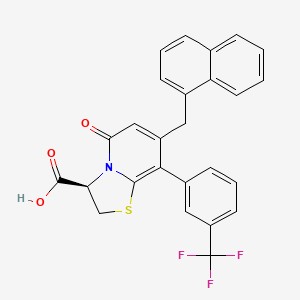 molecular formula C26H18F3NO3S B6640850 (R)-7-(Naphthalen-1-ylmethyl)-5-oxo-8-(3-(trifluoromethyl)phenyl)-2,3-dihydro-5H-thiazolo[3,2-a]pyridine-3-carboxylic acid 