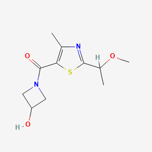 molecular formula C11H16N2O3S B6641251 (3-Hydroxyazetidin-1-yl)-[2-(1-methoxyethyl)-4-methyl-1,3-thiazol-5-yl]methanone 