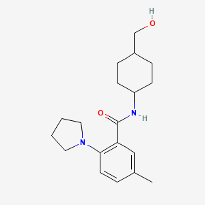 molecular formula C19H28N2O2 B6641338 N-[4-(hydroxymethyl)cyclohexyl]-5-methyl-2-pyrrolidin-1-ylbenzamide 