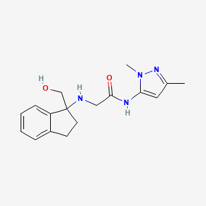 molecular formula C17H22N4O2 B6641655 N-(2,5-dimethylpyrazol-3-yl)-2-[[1-(hydroxymethyl)-2,3-dihydroinden-1-yl]amino]acetamide 