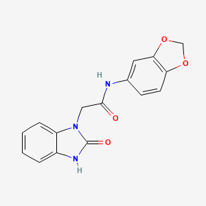 molecular formula C16H13N3O4 B6643338 N-(1,3-benzodioxol-5-yl)-2-(2-oxo-3H-benzimidazol-1-yl)acetamide 