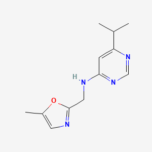 molecular formula C12H16N4O B6643597 N-[(5-methyl-1,3-oxazol-2-yl)methyl]-6-propan-2-ylpyrimidin-4-amine 