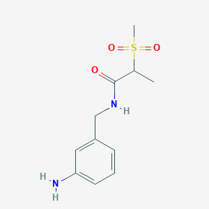 molecular formula C11H16N2O3S B6644206 N-[(3-aminophenyl)methyl]-2-methylsulfonylpropanamide 