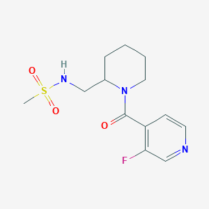 molecular formula C13H18FN3O3S B6647609 N-[[1-(3-fluoropyridine-4-carbonyl)piperidin-2-yl]methyl]methanesulfonamide 