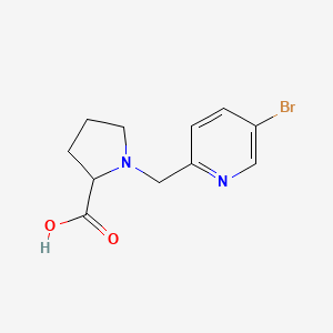 molecular formula C11H13BrN2O2 B6648182 1-[(5-Bromopyridin-2-yl)methyl]pyrrolidine-2-carboxylic acid 
